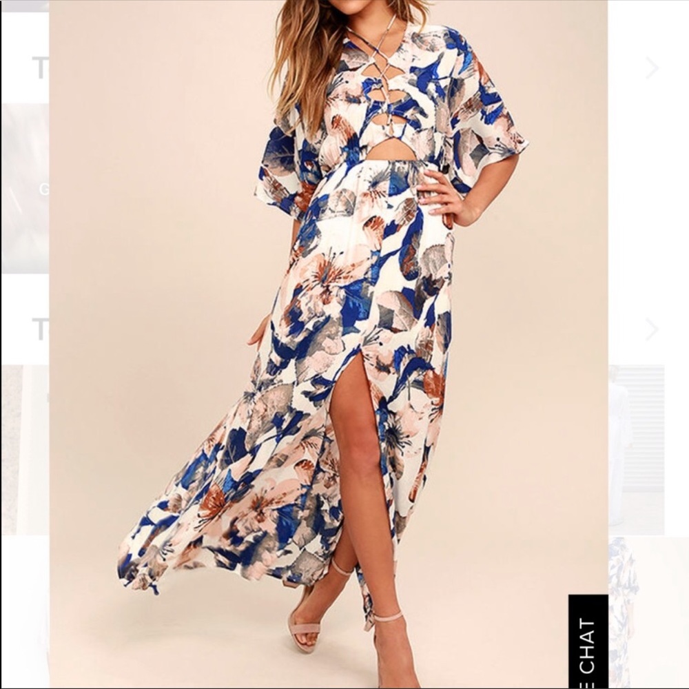 Loveliest of All White Floral Print Lace-Up Dress